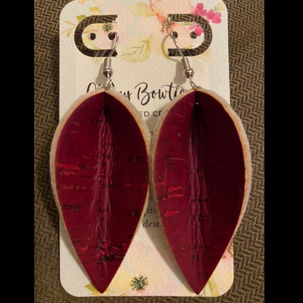NEW Genuine Cork & Leather Earrings